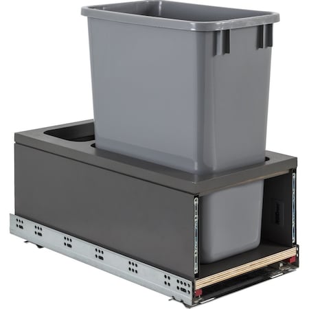 Hardware Resources Single 35 Quart Metal Drawer Box Soft-close Trashcan Pullout CAN-MDB5-S35G